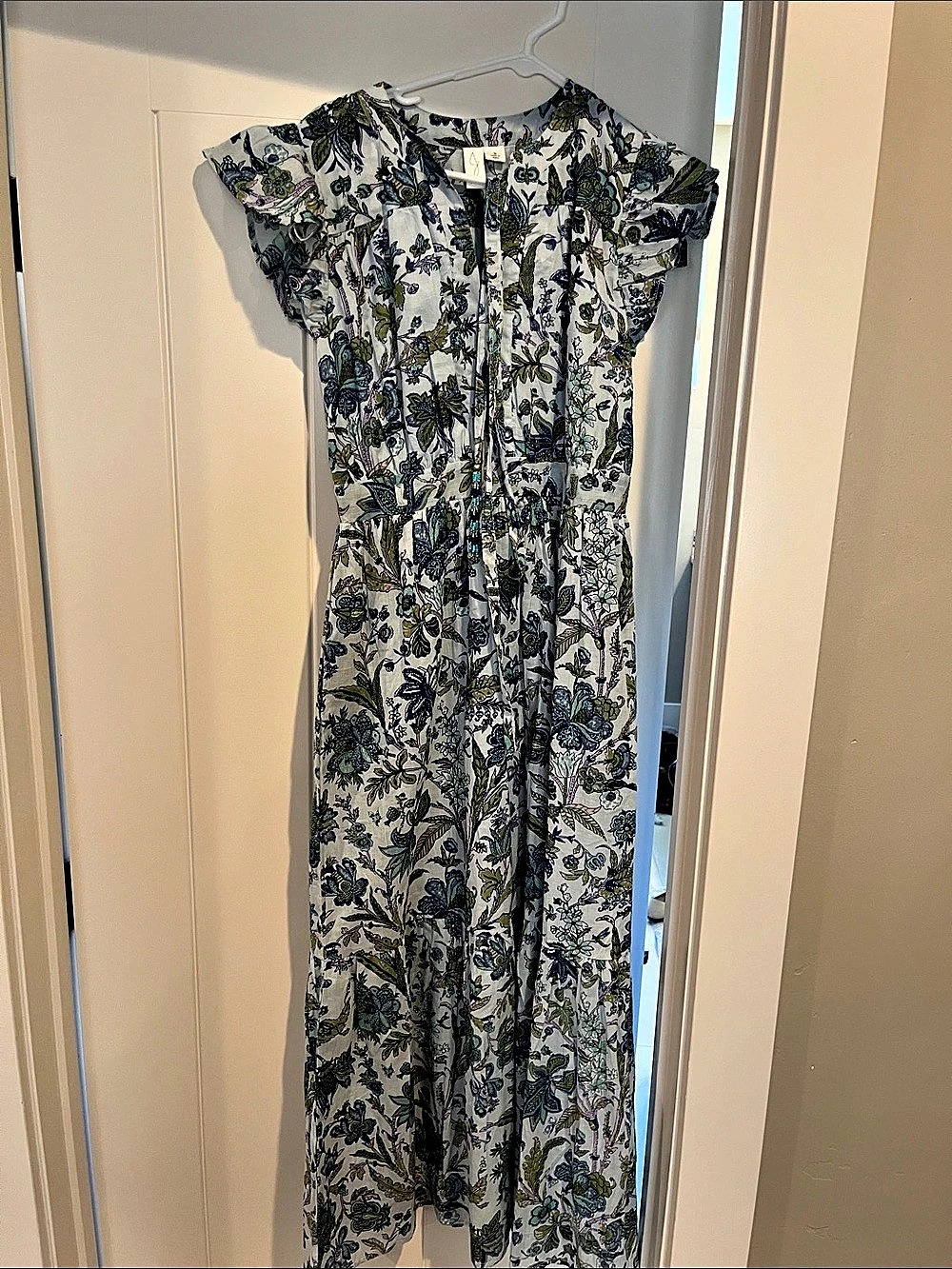 Joie Floral Maxi Dress in White & Blue